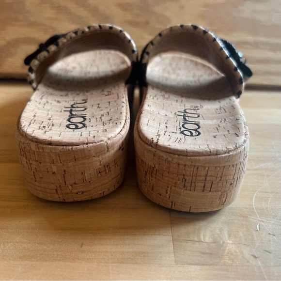 NWOT Earth Origins Samsy 2 size 6 Black Tan Slip-On Cork Wedge Slide Sandal shoe - Picture 5 of 11